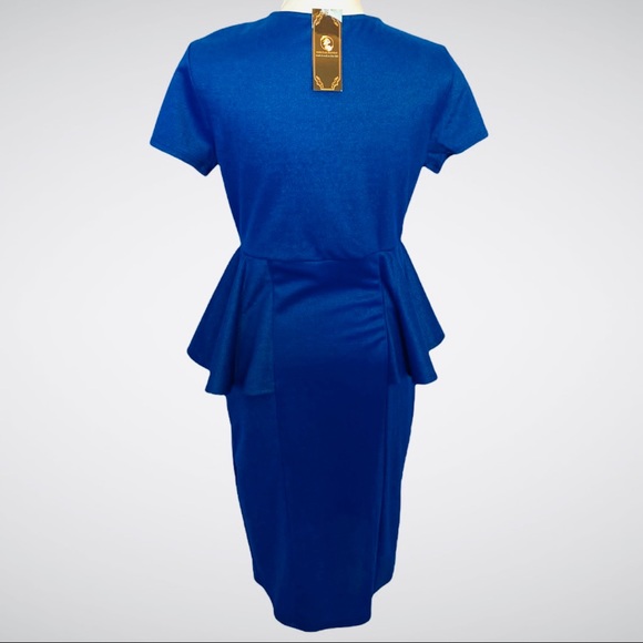 Royal Blue Peplum Short Sleeve Icon Dress 1X NWT - Picture 10 of 12